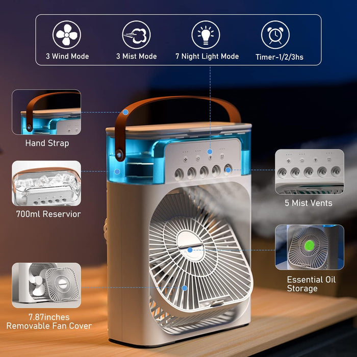 Portable Air Conditioner Fan Big Size | 3-in-1 Mini Air Cooler & Humidifier