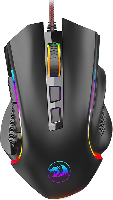 Redragon M602 Gaming Mouse, Ergonomic RGB Gaming Mouse Wired with 7200 Adjustable DPI, 9 Programmable Buttons, Professional Software for Gamer