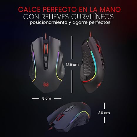 Redragon M602 Gaming Mouse, Ergonomic RGB Gaming Mouse Wired with 7200 Adjustable DPI, 9 Programmable Buttons, Professional Software for Gamer