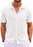 Runcati Mens Knit Button Down Shirt Casual Short Sleeve Cotton Polo Shirt Hollow Out Summer Beach Tops