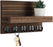 Key Holder for Wall, Decorative Key and Mail Holder with Shelf Has Large Key Hooks for Bags, Coats, Umbrella – Paulownia Wood Key Hanger with Mounting Hardware (9.8”W x 6.7”H x 4.2”D)