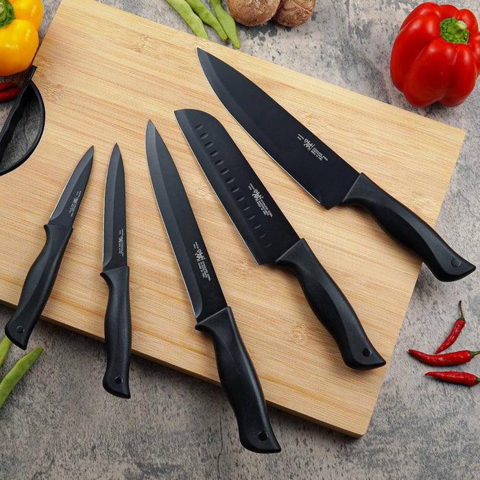 Knife Set, HUNTER.DUAL 15 Pcs Kitchen Knife Set with Block Self Sharpening, Dishwasher Safe, Anti-slip Handle