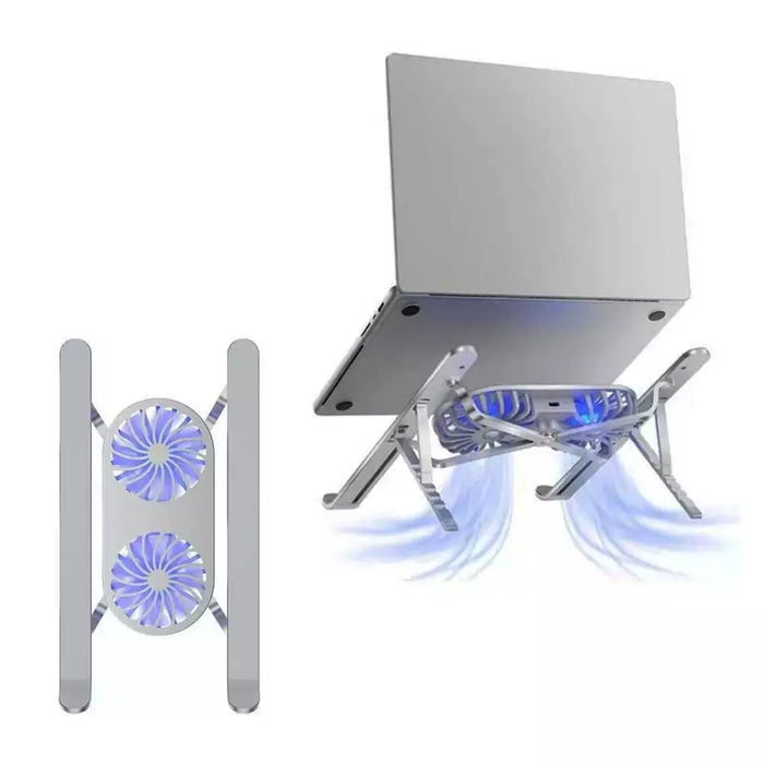 Laptop Cooling Stand Dual Fan With RGB Lights - Laptop Table Laptop Stand Adjustable - Foldable Laptop Stand with Dual Fan Light Wiwu S400 Pro 5W 3000RPM