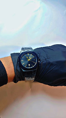 BESTWIN AURA – BLACK & GOLD DATE ON DIAL WATCH